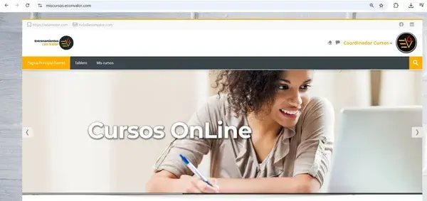 Plataforma Econvalor: Inicia tu Curso de Ventas Ahora Descubre la interfaz de nuestra plataforma 'Entrenamientos con Valor', donde podrás acceder fácilmente a tu próximo curso de ventas online.