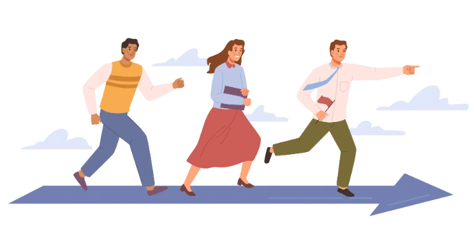 Ilustración sobre los líderes que motivan en la empresa gracias al apoyo de Econvalor